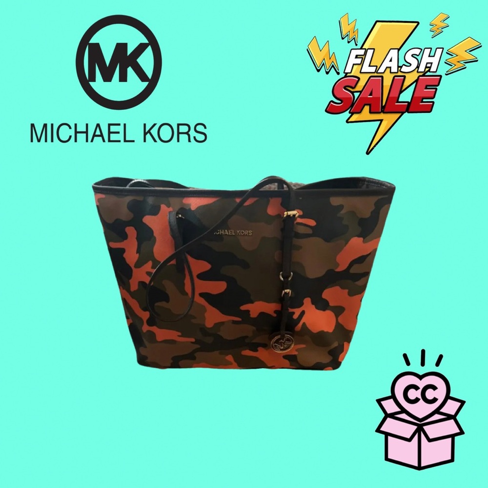 🧡 MICHAEL KORS JET SET TOTE – ORANGE CAMO LIMITED EDITION 🧡
